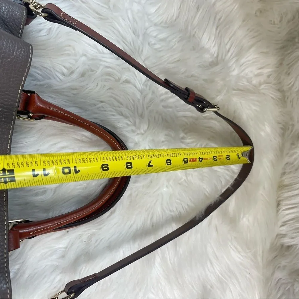 Dooney & Bourke Brenna Gray pebble Leather satchel tanTrim & Strap bonus pouch.